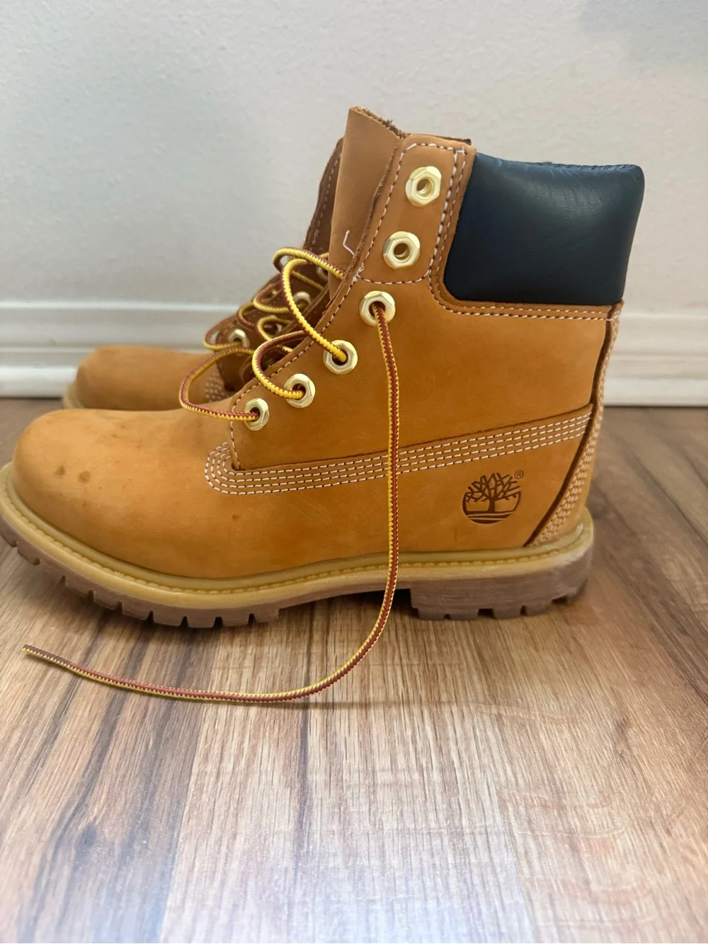 Timberland Kids Wheat Nubuck Boot with Black Collar
